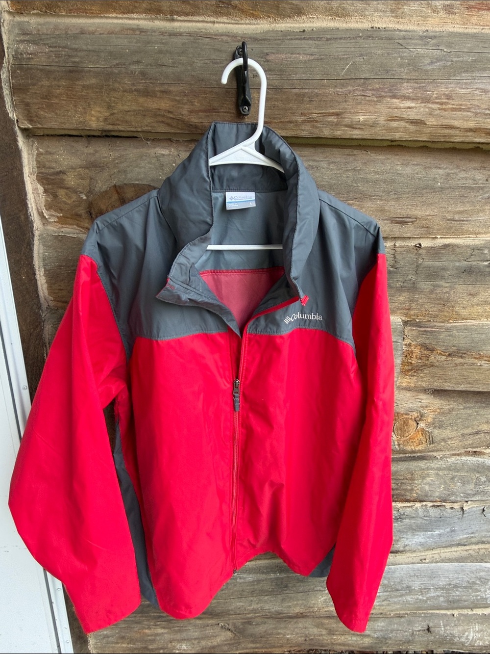 Columbia Red and Gray Men's Rain Jacket